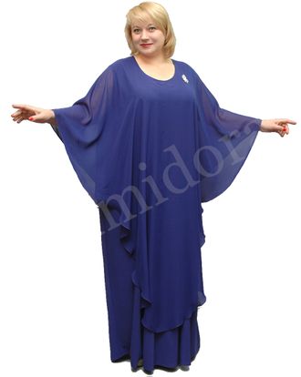 Нарядное длинное платье Арт. 2220 (Цвет синий и еще 4 цвета) Размеры 58-84