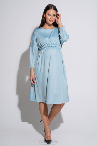 Платье для беременных и кормящих голубой/металлик