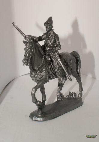 Всадник Рыцарь №8, Конкистадор. Серый полиэтилен. (случайная лошадь)