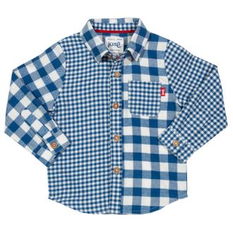 Рубашка из фланели «Клетка» (цвет, белый/синий), размер 3-4 года, 98-104 см