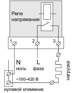 Схема подключения цифрового однофазного реле напряжения RBUZ D32, 32(40)А. Купить в Перми - "ПЭГ" 