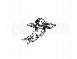Штамп винтажный ангел, играющий на скрипке
