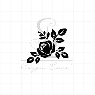 Штамп стилизованный с силуэтом розы и листьев