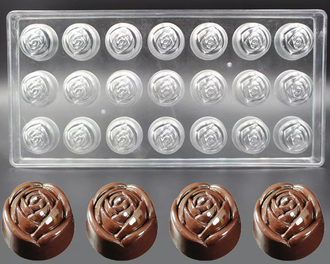 Форма пластиковая для шоколада 21 ячейка &quot;Роза&quot; 28х14х2,5 см