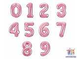 Цифра розовая SLIM 102 см ( 0,1,2,3,4,5,6,7,8,9) ( шар + гелий + лента )