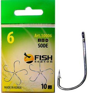 Крючки FishSeason SODE, № 12 с ушком, покрытие BN (10уп.Х10шт.) арт.10006