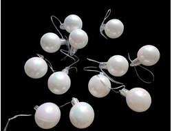 Набор новогодних шариков, размер 3 см, цвет кремовый перламутровый