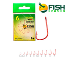 Крючки FishSeason SODE RED № 6 с ушком, покрытие RED (10уп.Х8шт.) арт. 10006R