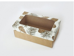 Коробка подарочная ВЫСОКАЯ 2П-В с ОКНОМ (18*11* выс 7 см), шишки