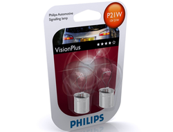 Лампа PHILIPS P21W VisionPlus 12V в блистере 2 шт.