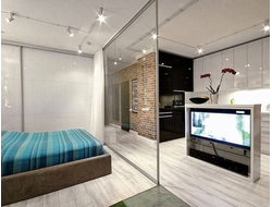 Стеклянная интерьерная перегородка для квартиры и спальни