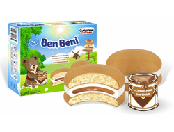 Печенье бисквитное, прослоенное суфле и начинкой «Сгущенка вареная» «Ben Beni»