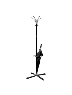 Вешалка-стойка "Классикс-ТМ3", 1,8 м, крестовина 70х70 см, 5 крючков + место для зонтов, металл, черная, Классик-ТМ3,чер