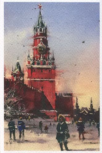 Москва. Спасская башня. Зима 202-013