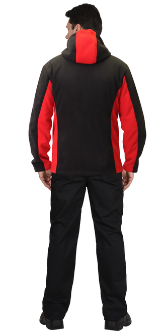 Куртка флисовая -ТЕХНО" (флис дублированный) черная с красным