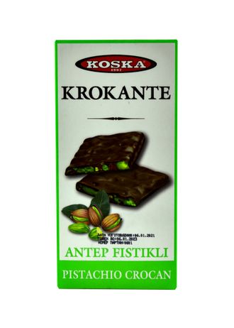 Шоколад &quot;Крокан&quot; с фисташками  (Antep Fistikli Krokante), 70 гр., Koska, Турция
