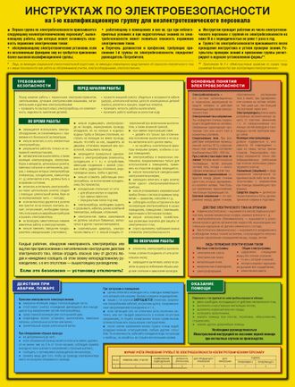«Инструктаж по электробезопасности (на I-ю квалификационную группу для неэлектротехнического персонала). 1 лист.