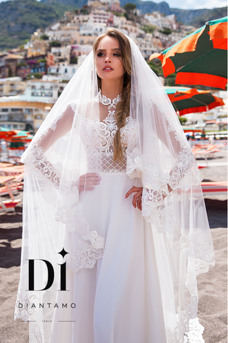 Свадебное белое платье с рукавами "Enrica" Diantamo 48 размер прокат Уфа