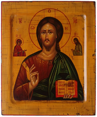 Образ Господа Вседержителя с образами Пресвятой Богородицы и Святого Иоанна Предтечи.   Формат иконы