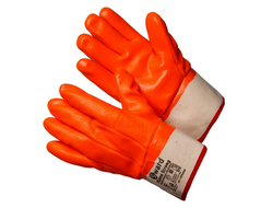 Трикотажные утепленные перчатки с оранжевым МБС покрытием с манжетом крагой Flame Strong 11(XXL)
