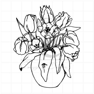 Штамп тюльпаны в вазе