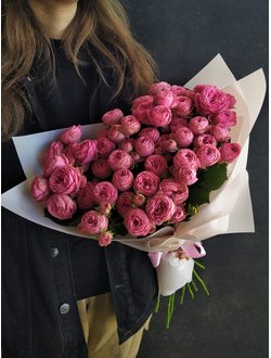 Букет из кустовой пионовидной розы, пионовидная роза купить, розовый букет, цветы любимой