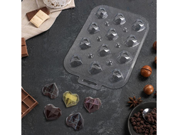 Форма пластиковая для шоколада &quot;Конфеты Граненое Сердце&quot;