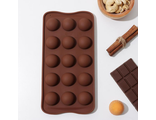 Форма для льда и кондитерских украшений «Браво», 21×10,5×3 см, 15 ячеек, цвет шоколадный