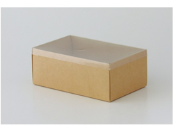 Коробка подарочная ВЫСОКАЯ 2П-В с Прозрачной крышкой (18*11* выс 7 см), Крафт