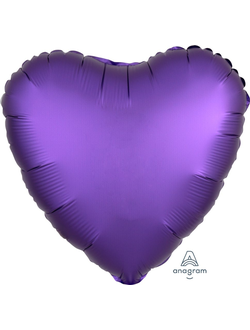 Шар фольгированный с гелием Сердце сатин фиолетовый 45см