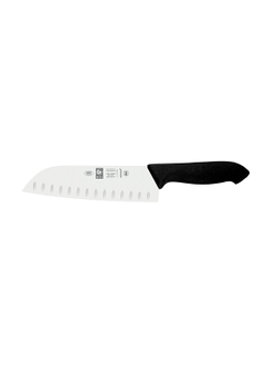 Нож японский Santoku 180/310 мм. с бороздками, черный HoReCa Icel /1/6/