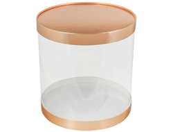 Коробка для торта прозрачная / тубус, диаметр 260 * высота 260 мм, ЗОЛОТАЯ (022682)