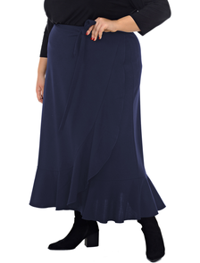 Отличная юбка с запАхом арт. 2131103 (Цвет темно-синий) Размеры 48-72