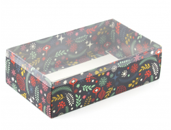Коробка подарочная ВЫСОКАЯ 5П-В с Прозрачной крышкой (25*15* выс 7 см), Новогодняя ночь