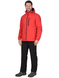 Куртка -Азов" с капюшоном красная софтшелл пл 350 г/кв.м