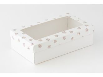Коробка подарочная ВЫСОКАЯ 5П-В 7 см С ОКНОМ (25*15* выс 7 см), Снежинки