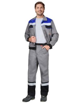 Костюм "СИРИУС 5120" куртка, брюки средне-серый с васильковым и СОП
