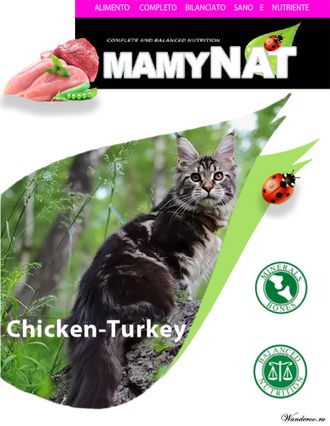 MamyNAT  корм для взрослых кошек всех пород (курица,индейка) 20 кг.