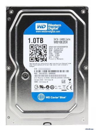 SATA 1TB WD Caviar Blue (WD10EZEX) {Serial ATA III, 7200 rpm, 64Mb buffer}