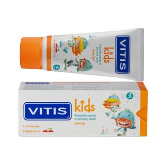 Детская зубная паста-гель  Vitis Kids от 2 до 6 лет, вишневый вкус, Dentaid, 50 мл.