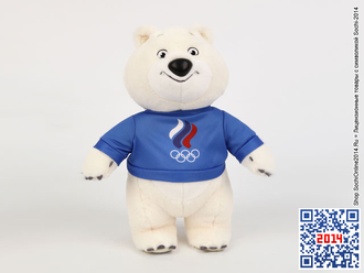 Мишка Сочи 2014 Олимпийский (купить медведя-талисмана Олимпиады Sochi 2014 32 см в цветной футболке)