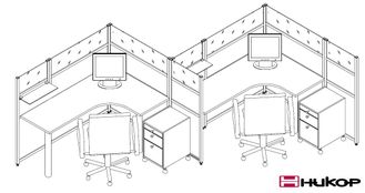 Вариант рабочих мест с применением конструкций из профилей системы Moby Light Вариант рабочих мест с применением конструкций из профилей системы Moby Light