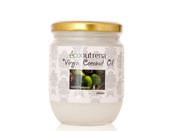 Органическое кокосовое масло холодного отжима (Virgin Coconut Oil) Econutrena, 200 мл, ст/б