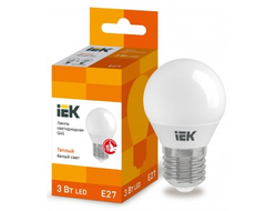 Лампа светодиодная IEK шар G45 E27 3W(210lm) 3000K 2K 78x45 матов. ECO LLE-G45-3-230-30-E27