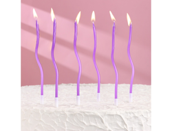 Свечи для торта СЕРПАНТИН коктейльные, 6 шт  ФИОЛЕТОВЫЕ