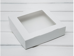 Коробка на 4 печенья с окном, 15*15*3 см, Белая