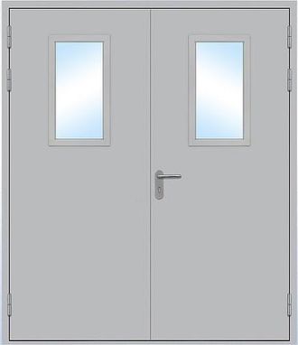 Дверь противопожарная двупольная остекленная 2 стекла ДМП-2О-2 ei-60