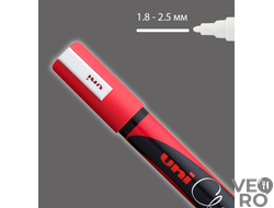 Маркер меловой Uni Chalk 5M 1,8-2,5мм овальный (красный)