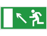 Знак E06 «Направление к эвакуационному выходу налево вверх»