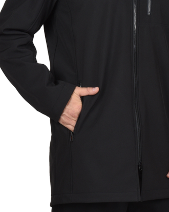 Куртка -Азов" удл. с капюшоном черный софтшелл пл 350 г/кв.м